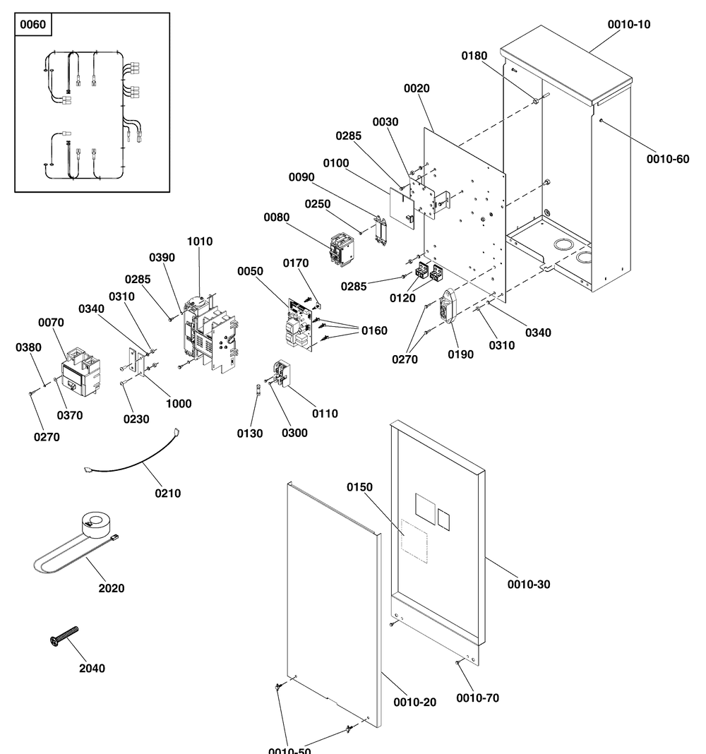 Transfer Switch - Hingeless Enclosure Diagram and Parts List for 071069-01  Briggs and Stratton Generator